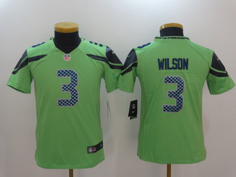 Youth Seattle Seahawks 3 Wilson Green Nike Vapor Untouchable Limited Player NFL Jerseys